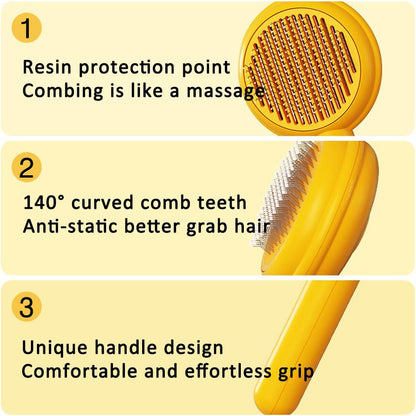 Cat Brushes Self Cleaning,Cat Grooming Brush Tool for Indoor Cats and Dogs,Cat Brush for Shedding,Cat Hair Brush,Gently Removes Loose Undercoat, for Pet Massage