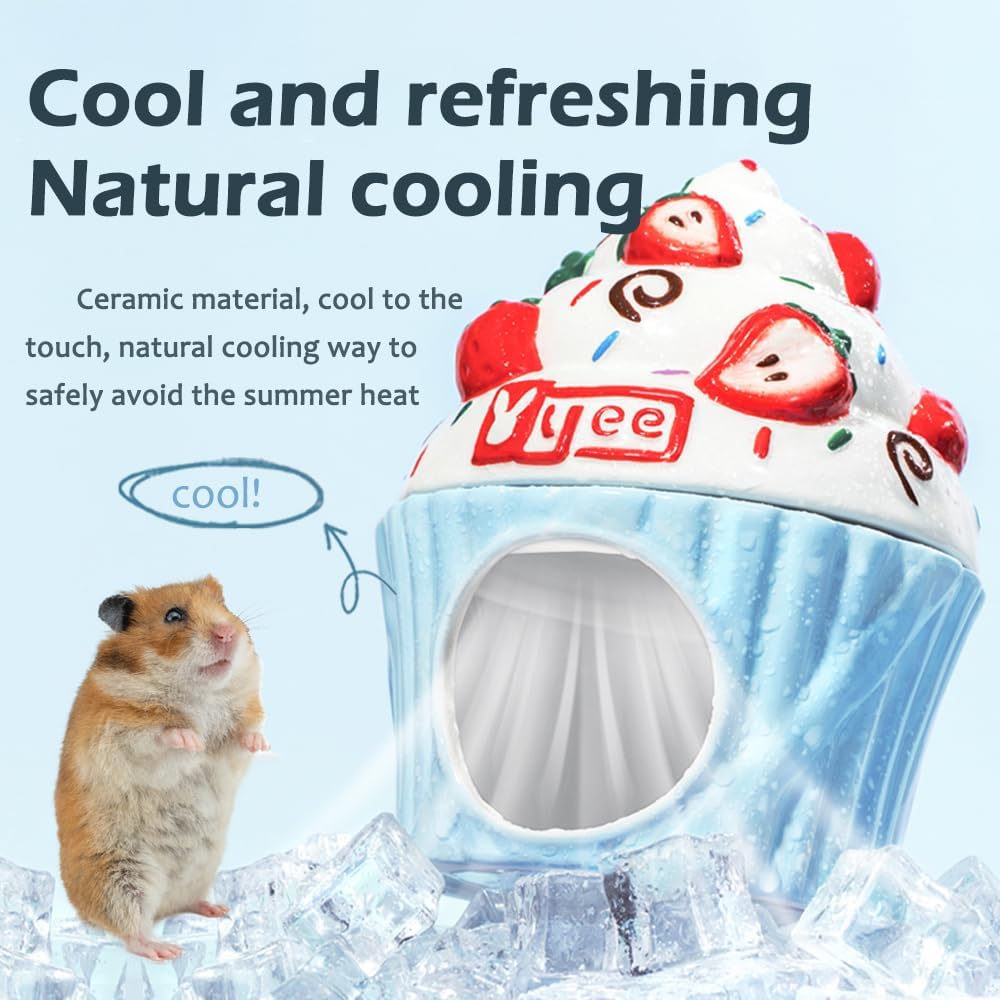مخبأ سيراميك كبير جدًا للهامستر، موئل هامستر بارد في الصيف، سرير بارد، ملحقات هامستر، كهف منزل مضاد للعض للفئران 