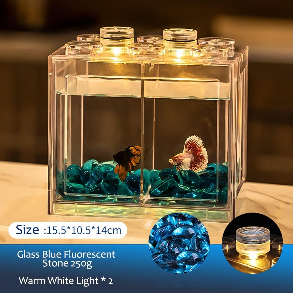 Mini Betta Fish Tank,Small Transparent Fish Bowl Aquarium Stackable Tank,Ant Feeding Case Mini Reptile Row Box