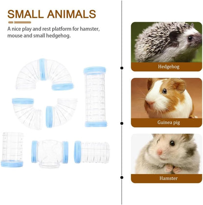 مجموعة من 8 قطع من أنابيب الهامستر، أنبوب منحني شفاف، نفق قفص للحيوانات الأليفة، ملحقات قفص الهامستر، ألعاب الهامستر، اتصال DIY، نفق مغامرة، مساحة توسيع 