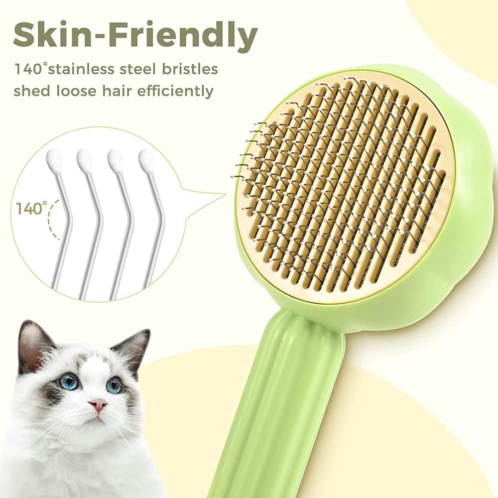 Cat Brushes Self Cleaning,Cat Grooming Brush Tool for Indoor Cats and Dogs,Cat Brush for Shedding,Cat Hair Brush,Gently Removes Loose Undercoat, for Pet Massage