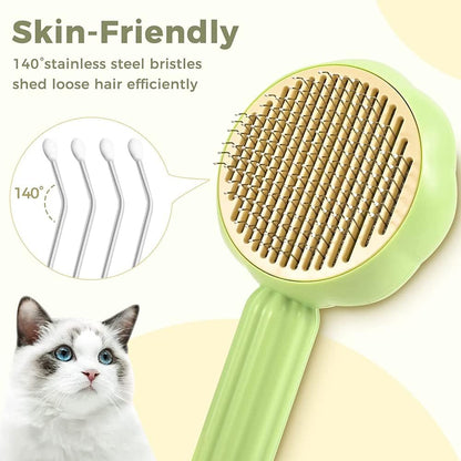 Cat Brushes Self Cleaning,Cat Grooming Brush Tool for Indoor Cats and Dogs,Cat Brush for Shedding,Cat Hair Brush,Gently Removes Loose Undercoat, for Pet Massage