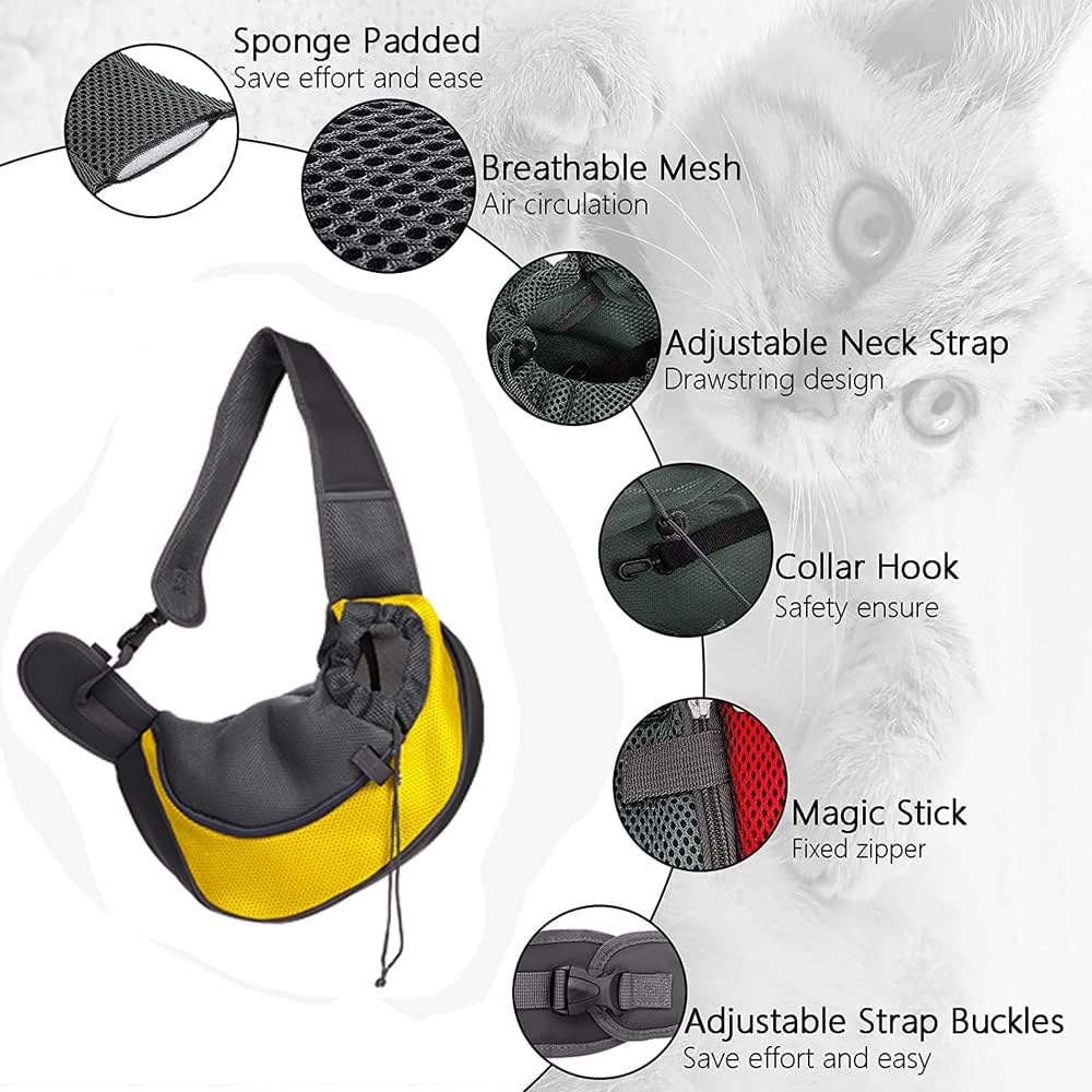 Dog Sling Carrier,Breathable Mesh Puppy Carrier, Portable Travel Cat Sling, Adjustable Dog Pet Carrier Sling Hand Free