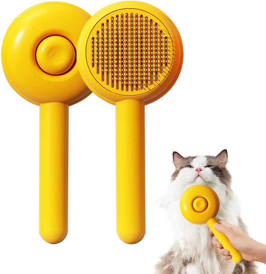 Cat Brushes Self Cleaning,Cat Grooming Brush Tool for Indoor Cats and Dogs,Cat Brush for Shedding,Cat Hair Brush,Gently Removes Loose Undercoat, for Pet Massage