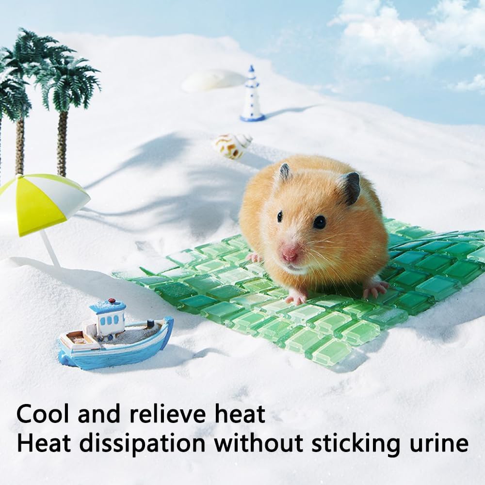 Hamster Cooling Pad, Ceramic Crystal Cooling Plate Pet Cooling Mat, Anti-bite Easy to Clean Ice Pad for Hamsters Rabbits and Other Small Pets