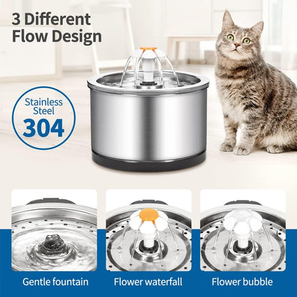 Cat Water Fountain,Smart Silent Pet Water Dispenser,Pet Fountain Replacement Filter Suitable for Cats and Dogs and other pets