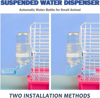 زجاجة مياه للأرانب، 500 مل ماء معلق للأرانب، موزع وعاء ماء غير قابل للتسرب، مناسب للأرانب والشنشيلة وخنازير غينيا والقنافذ والقوارض (أزرق (500 مل) 
