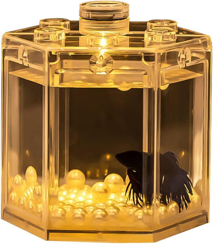 Mini Betta Fish Tank,Small Transparent Fish Bowl Aquarium Stackable Tank,Ant Feeding Case Mini Reptile Row Box