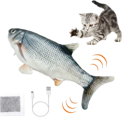 Electric Moving Fish Cat Toy, Floppy Fish Cat Toy,Interactive Cat Toys,Cat Toys for Indoor Cats,Realistic Plush Simulation Electric Wagging Fish,Catnip Kicker Toys