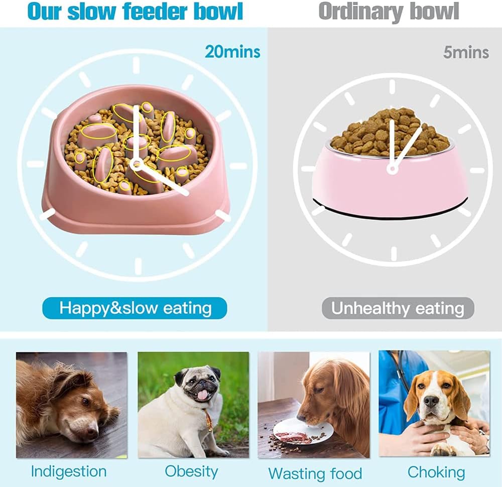 Slow Feeder Dog Bowls,Slow Eating Dog Bowl,Non-Slip Puzzle Anti-Choking Puppy Bowl,Perfect for Medium Small Dogs and Cats