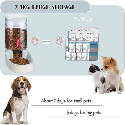 Automatic Dog Cat Feeder and Water Dispenser, 3.8L Large Capacity Dog Water Dispenser Dog Food Dispenser Set for Small, Medium and Large Pets