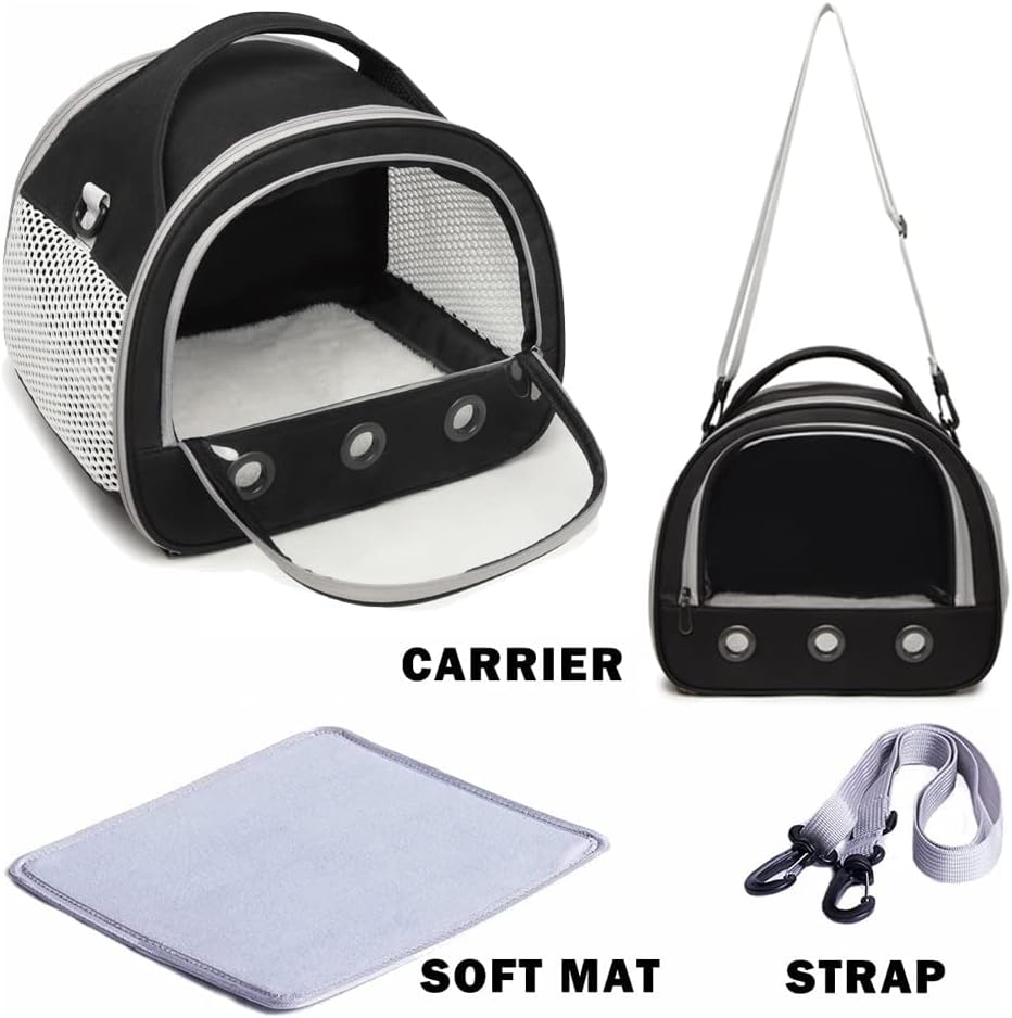 Guinea Pig Carrier, Go Out Portable Small Animal Hamster Backpack, Transparent and Breathable Foldable Guinea Pig Rabbit Bird Small Animal Travel Carrier Outdoor Hangbag (black)