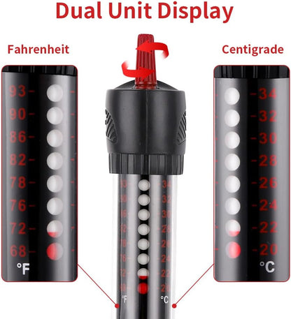 سخان حوض أسماك ١٠٠ واط، سخان أسماك غاطس أوتوماتيكي مع ترموستات، مزود بكوب شفط، ومقبض قابل للتعديل (١٠٠ واط) 