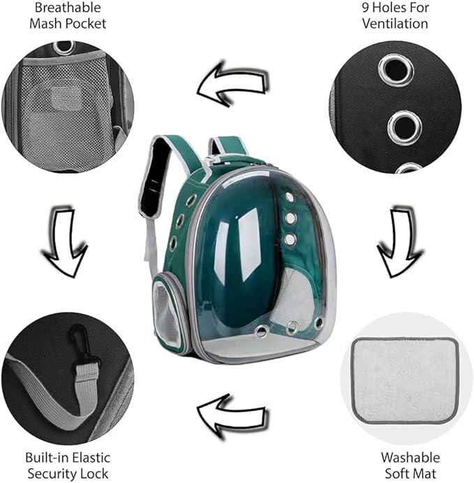 Pet Carrier Backpack, Pet Carrier Bag for Cats & Small Dogs (Green)