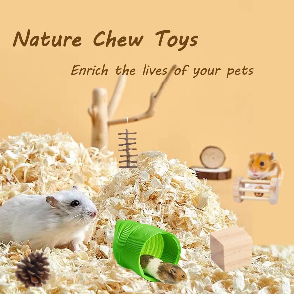 Hamster Chew Toys Set,Hamster Fun Tunnel,Small Animal Combo Apple Wood Activity Toys,Hamster Accessories,Toys for Guinea Pigs,Rabbits,Chinchilla,Ferrets,Rats