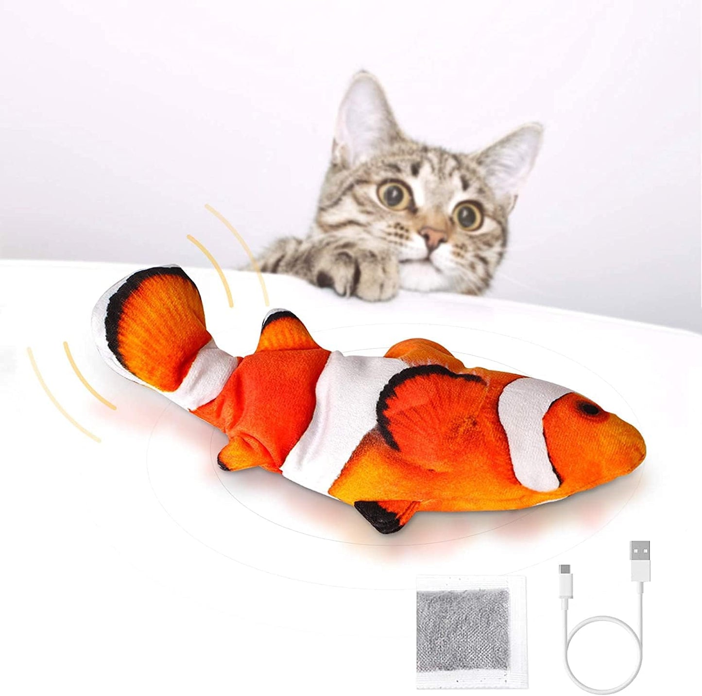 Electric Moving Fish Cat Toy, Floppy Fish Cat Toy,Interactive Cat Toys,Cat Toys for Indoor Cats,Realistic Plush Simulation Electric Wagging Fish,Catnip Kicker Toys