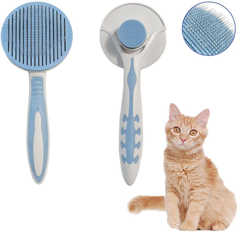 Cat Brushes Self Cleaning,Cat Grooming Brush Tool for Indoor Cats and Dogs,Cat Brush for Shedding,Cat Hair Brush,Gently Removes Loose Undercoat, for Pet Massage