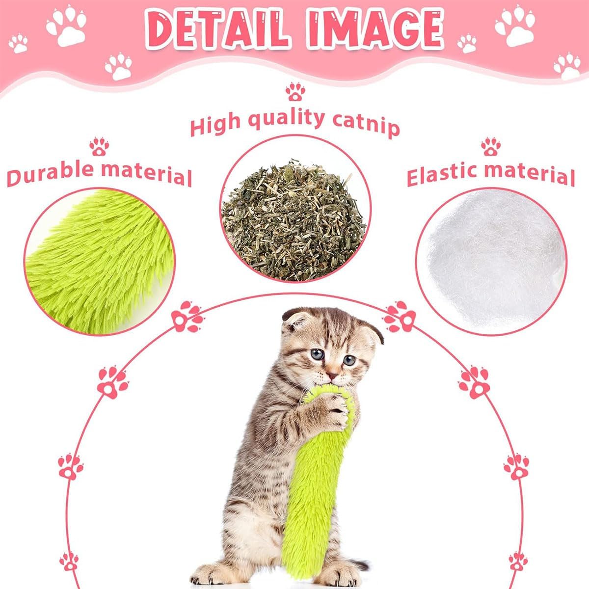 3 Pcs Cat Pillows Toys containing Catnip,Soft and Durable Pillows Toy,Interactive Cat Kicker Toys for Indoor Cats,Kitty Kick Stix,Cat Teething Chew Toys for Kittens