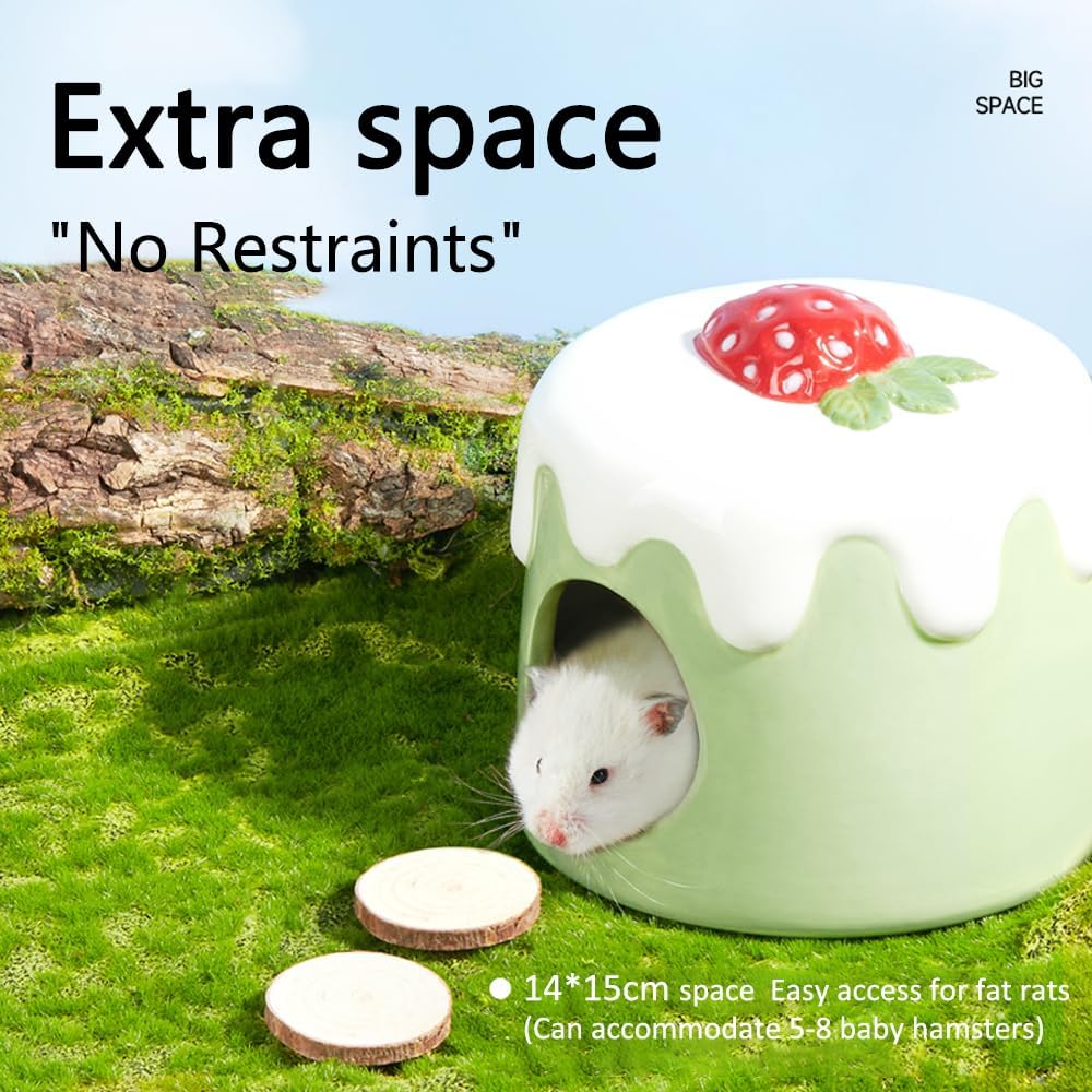 مخبأ سيراميك كبير جدًا للهامستر، موئل هامستر بارد في الصيف، سرير بارد، ملحقات هامستر، كهف منزل مضاد للعض للفئران 