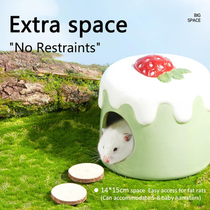 مخبأ سيراميك كبير جدًا للهامستر، موئل هامستر بارد في الصيف، سرير بارد، ملحقات هامستر، كهف منزل مضاد للعض للفئران 