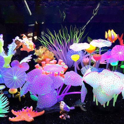 نباتات بلاستيكية اصطناعية لتزيين أحواض السمك، شجرة زهر الكرز الوردية مع العشب، مجموعة أشجار ديكور لأحواض السمك، إكسسوارات ديكور لأحواض الأسماك