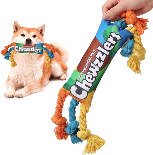 Squeaky Dog Toys,Colorful Durable Dog Toy with Cotton Rope for Small, Medium, and Large Pets,Stuffed Dog Toys for Indoor Play (Rainbow Twist Candy)