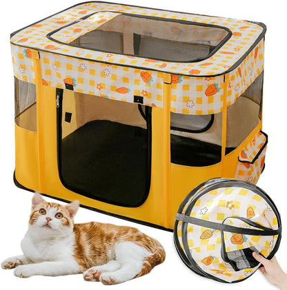 Large Portable Pet Playpen, Foldable Dog Playpen Pet Tent, Cat Delivery Room,Indoor and Outdoor Travel Playpen for Dogs, Cats and Rabbits with Free Carrying Case