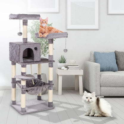Cat Tree 4 Layers Gray 56L x 45W x 143H Centimeters