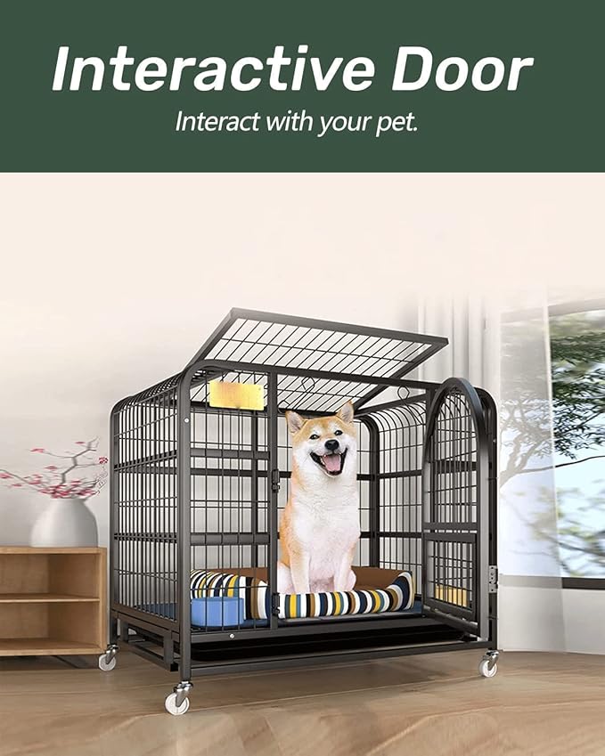 37inch Dog Cage with Removable Tray & Lockable Wheels (Size 95x65x85cm)