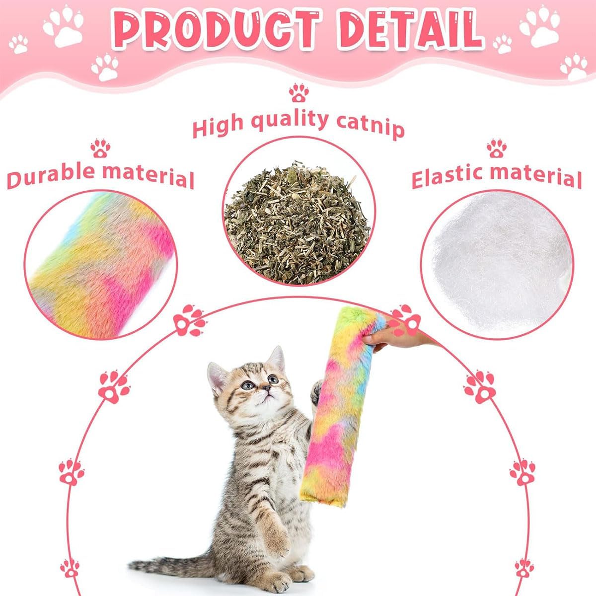 3 Pcs Cat Pillows Toys containing Catnip,Soft and Durable Pillows Toy,Interactive Cat Kicker Toys for Indoor Cats,Kitty Kick Stix,Cat Teething Chew Toys for Kittens