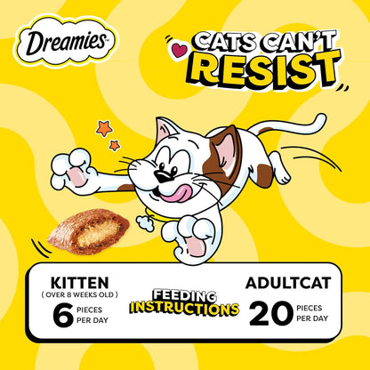 Dreamies Cat Treats with Savoury Salmon, 60g Cat Treats, Crunchy on the Outside, Soft on the Inside Salmon Cat Treat