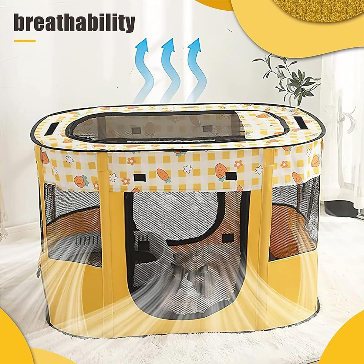 Large Portable Pet Playpen, Foldable Dog Playpen Pet Tent, Cat Delivery Room,Indoor and Outdoor Travel Playpen for Dogs, Cats and Rabbits with Free Carrying Case