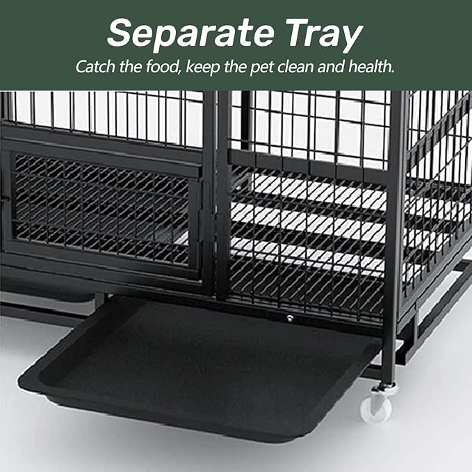 37inch Dog Cage with Removable Tray & Lockable Wheels (Size 95x65x85cm)