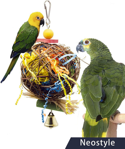 3 pcs Bird chew Toys,Parrot Cage Accessories Toys,Parrot Cage Foraging Shredder Toy for Bird Parrot African Greys Budgie Cockatiel Parakeet Lovebird Cage Toy