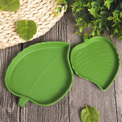 وعاء طعام وماء على شكل أوراق الزواحف، قطعتان من وعاء الماء للشرب والأكل للحيوانات الأليفة الصغيرة، مقاسان مناسبان للزواحف الصغيرة مثل السلاحف والسحالي 