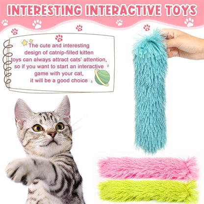 3 Pcs Cat Pillows Toys containing Catnip,Soft and Durable Pillows Toy,Interactive Cat Kicker Toys for Indoor Cats,Kitty Kick Stix,Cat Teething Chew Toys for Kittens