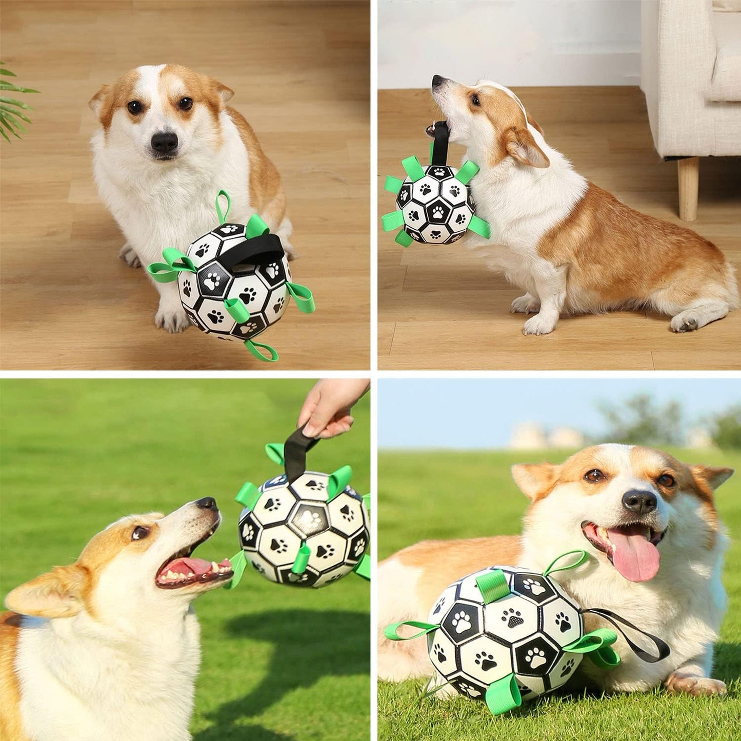 Dog Football Toy,Dog Soccer Ball with Grab Tabs, Dog Water Toy,Dog Interactive Toy Balls for Small Mudiem Large Breed Outdoor Jolly Ball for Dogs Waterproof Ball (Paw)