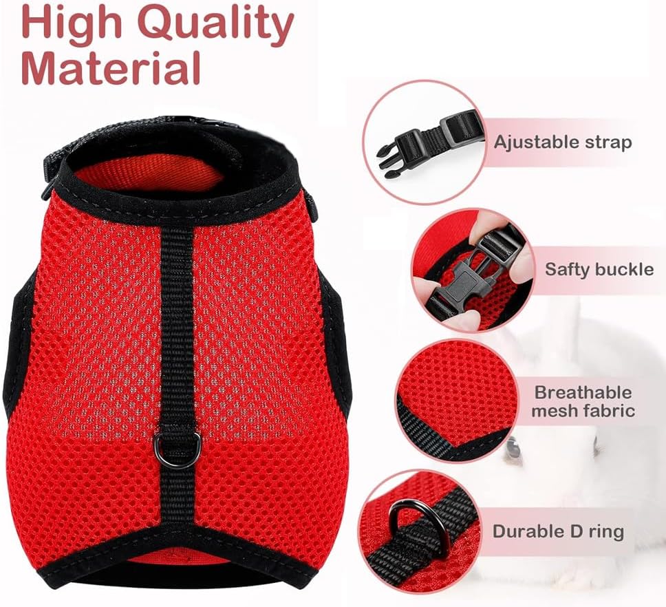 حزام أرنب، سترة شبكية قابلة للتمدد وقابلة للتعديل وجيدة التهوية، مضادة للجري والمشي للحيوانات الأليفة الصغيرة (بدون مقود)