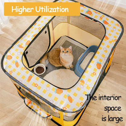 Large Portable Pet Playpen, Foldable Dog Playpen Pet Tent, Cat Delivery Room,Indoor and Outdoor Travel Playpen for Dogs, Cats and Rabbits with Free Carrying Case