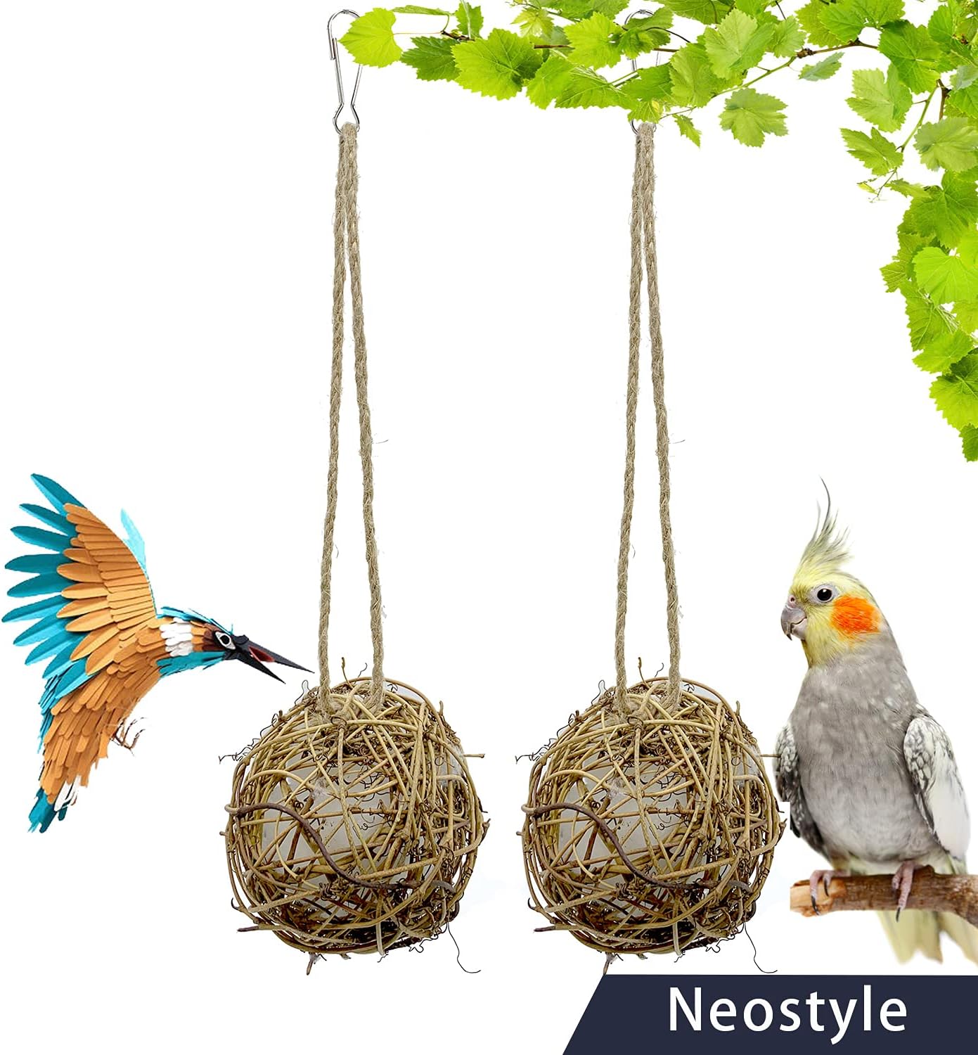 3 pcs Bird chew Toys,Parrot Cage Accessories Toys,Parrot Cage Foraging Shredder Toy for Bird Parrot African Greys Budgie Cockatiel Parakeet Lovebird Cage Toy