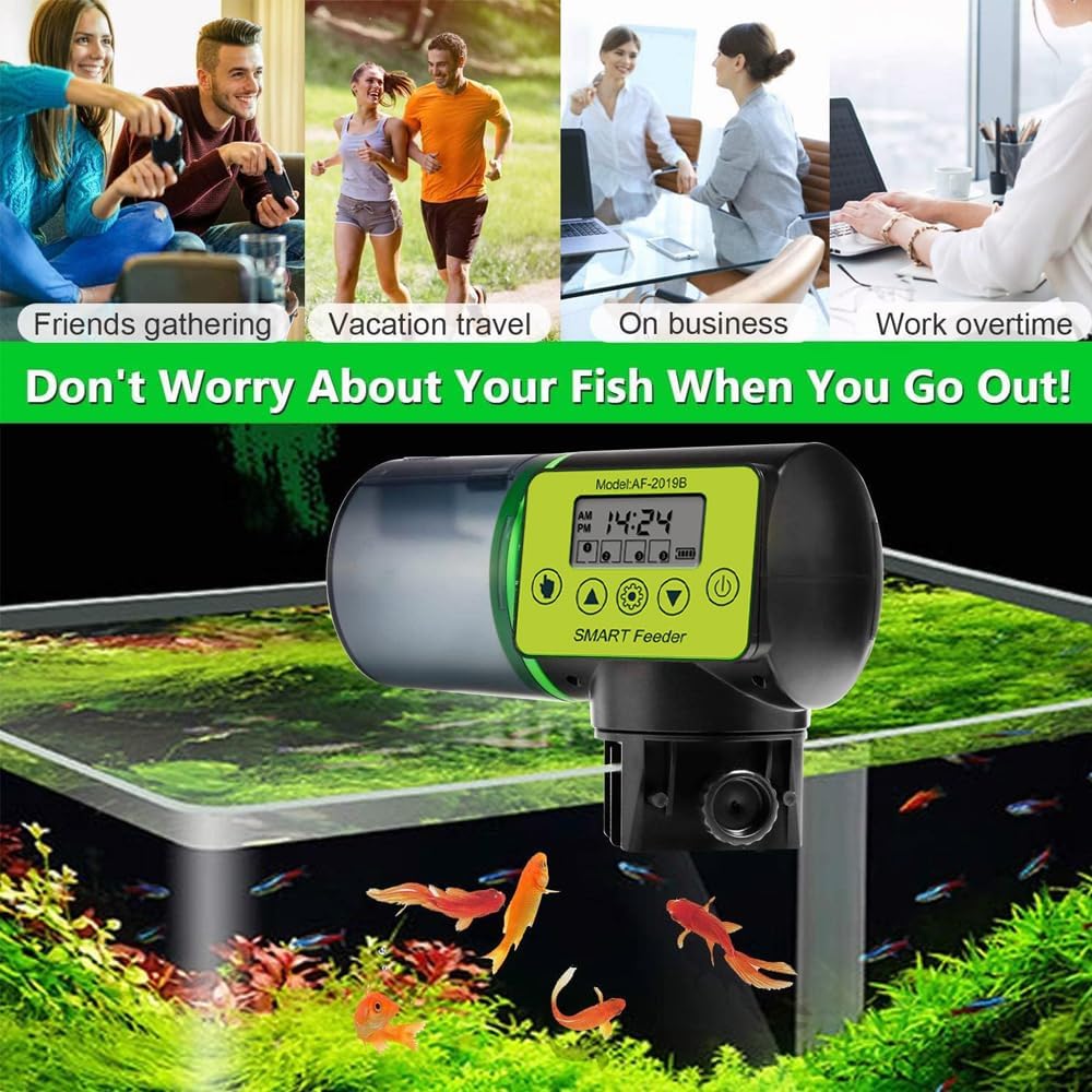 وحدة تغذية الأسماك، وحدة تغذية أسماك مريحة لأحواض السمك وأحواض الاستحمام، موزع طعام الأسماك لعطلات نهاية الأسبوع 