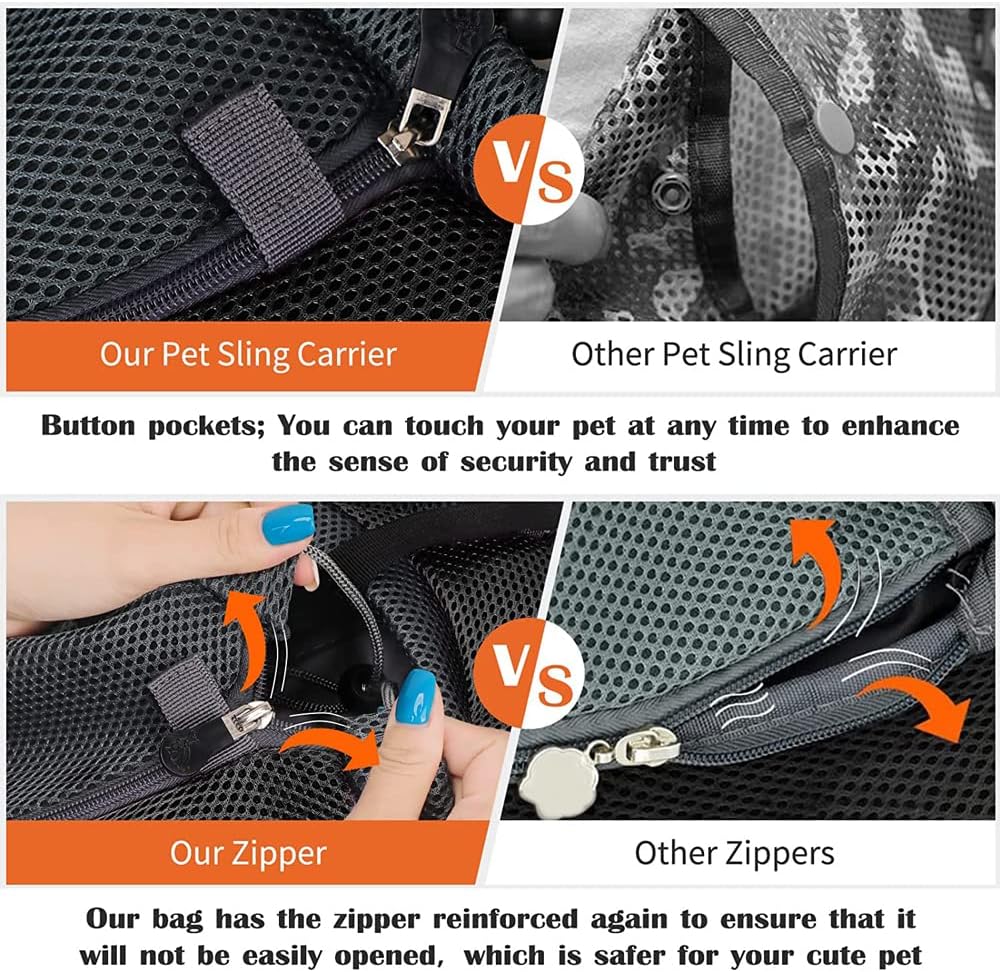 Dog Sling Carrier,Breathable Mesh Puppy Carrier, Portable Travel Cat Sling, Adjustable Dog Pet Carrier Sling Hand Free