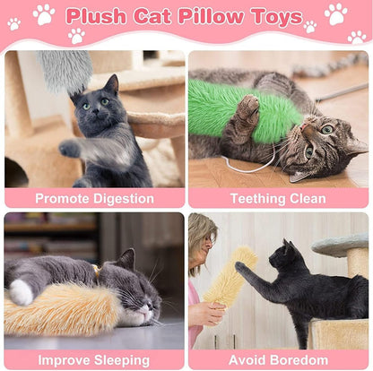 3 Pcs Cat Pillows Toys containing Catnip,Soft and Durable Pillows Toy,Interactive Cat Kicker Toys for Indoor Cats,Kitty Kick Stix,Cat Teething Chew Toys for Kittens