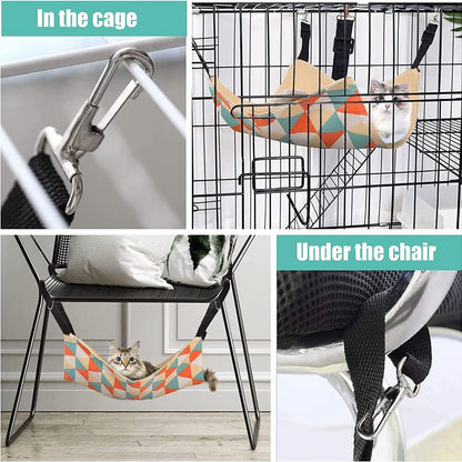 Cat Cage Hammock, Double Sided Hanging Adjustable Cat Hammock, Breathable Canvas Pet Indoor Cage Hammock for Kittens Puppy Small Pets