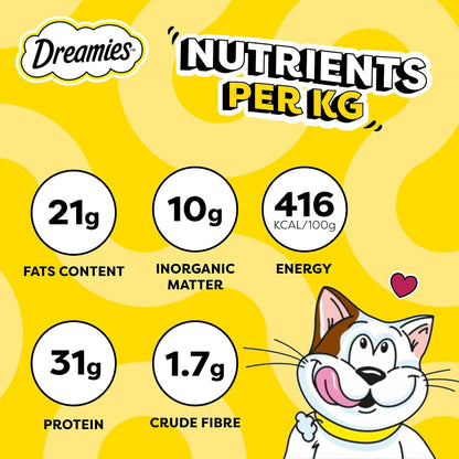 Dreamies Cat Treats with Savoury Salmon, 60g Cat Treats, Crunchy on the Outside, Soft on the Inside Salmon Cat Treat