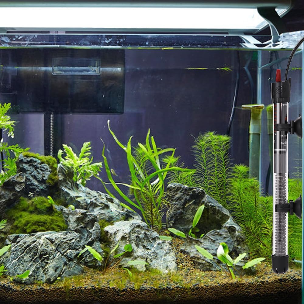 سخان حوض أسماك ١٠٠ واط، سخان أسماك غاطس أوتوماتيكي مع ترموستات، مزود بكوب شفط، ومقبض قابل للتعديل (١٠٠ واط) 