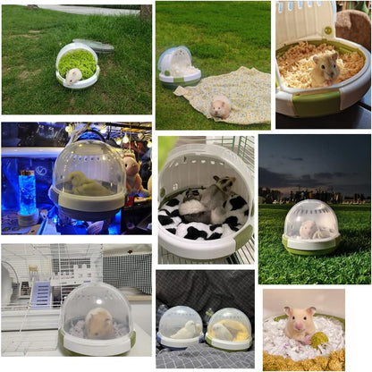 حامل الهامستر، قفص سفر مريح للهامستر مع زجاجة مياه سعة 60 مل، قفص حمل للسفر في الهواء الطلق مناسب للهامستر القزم وخنزير غينيا وموطن الحيوانات الصغيرة 