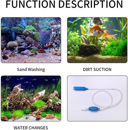 Aquarium Fish Tank Cleaning Kit,5 in 1 Aquarium Cleaning Kit,Manual Siphon Pump Drainage Cleaning Kit,Sand Cleaning Algae Scraper