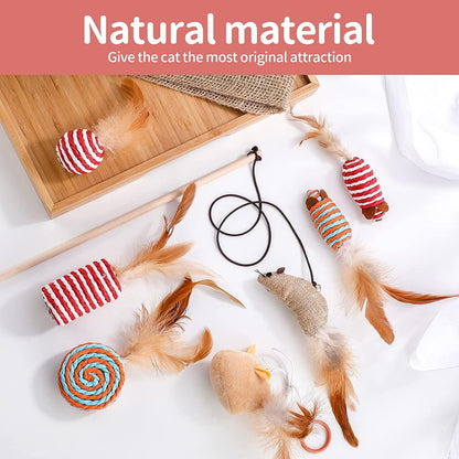 7-pcs Cat Feather Toy Set