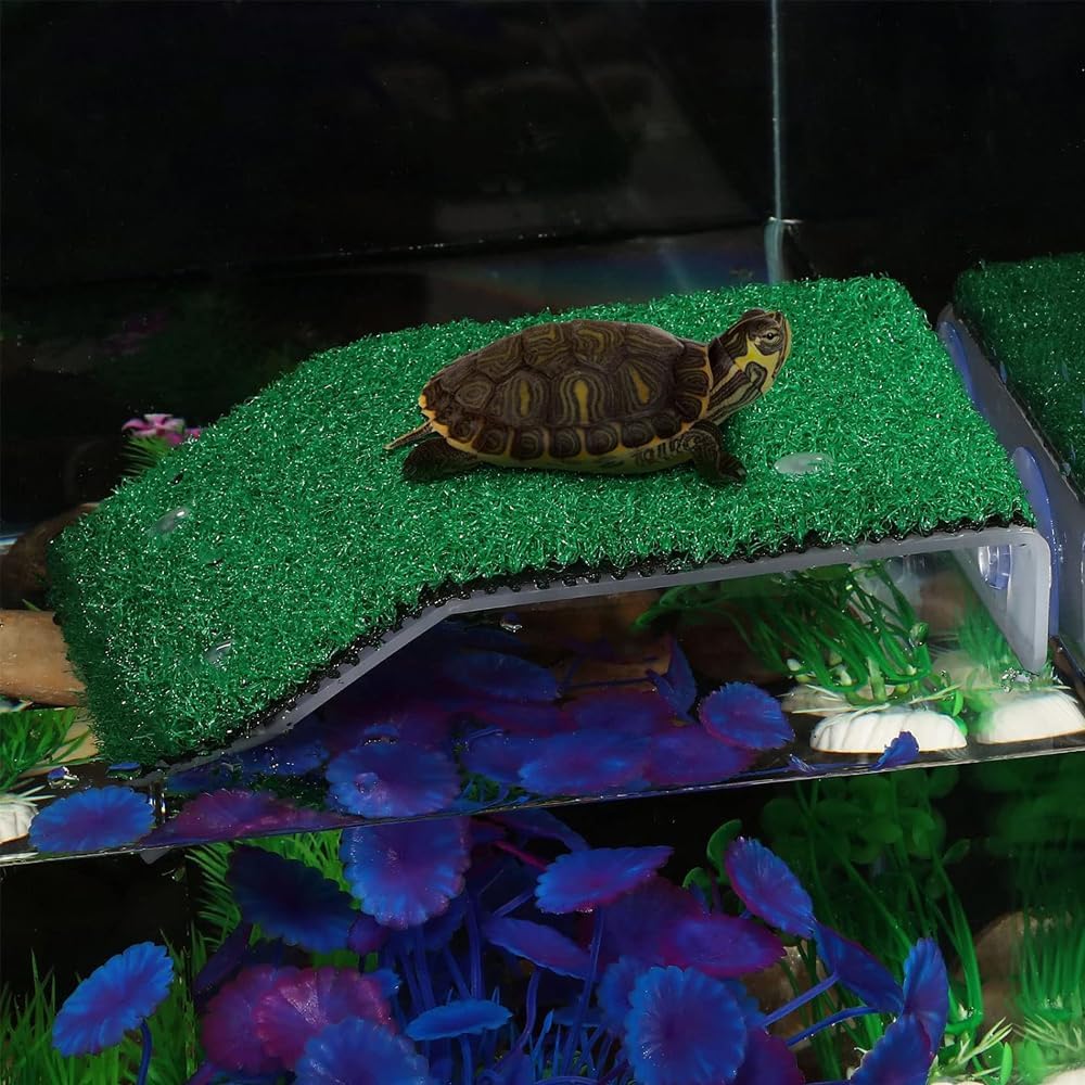 Lawn Turtle Basking Platform, Tortoise Ramp Reptile Tank Ladder Resting Basking Platform, Fish Tank Aquarium Turtle Dock Floating Décor(22 * 20 * 5.2cm)